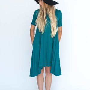 Agnes & Dora Sway Dress Elbow Sleeve Teal NWT